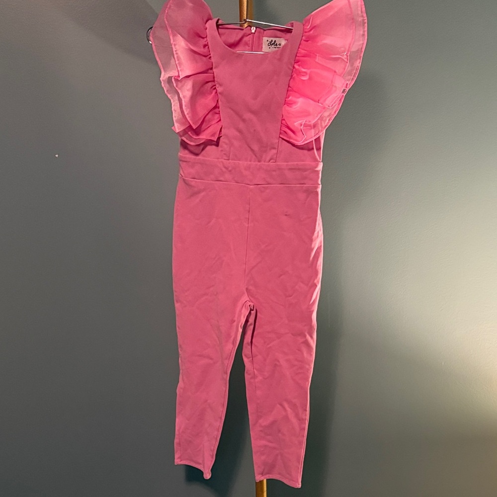 Lola + The Boys Pink Flutter Sleeve Jumpsuit